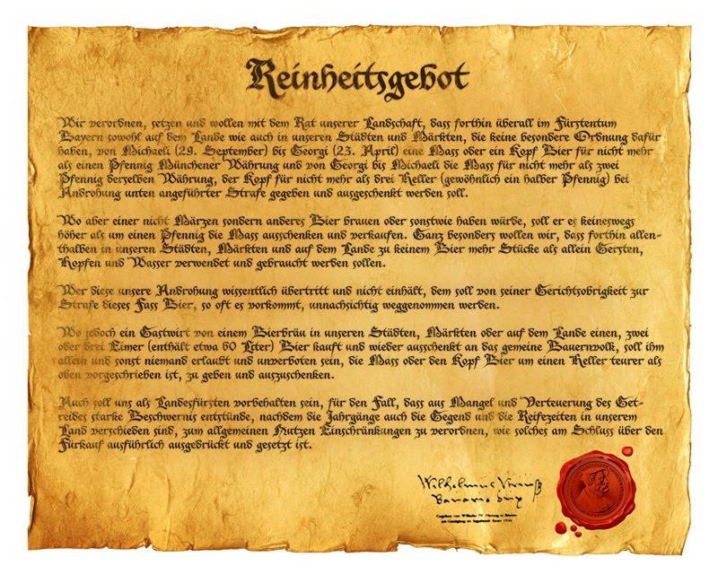 ¿Sabías de la ley de pureza de la cerveza en Alemania? Reinheitsgebot.