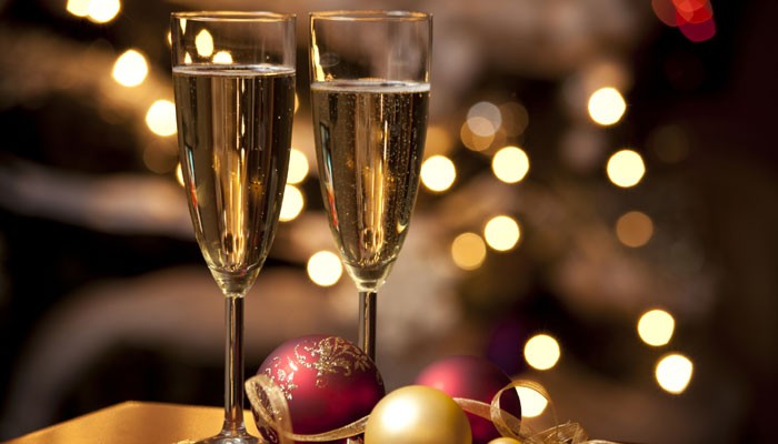 Champagne para saludar en Navidad.
